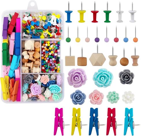 دبابيس دفع، lyroo 200 جهاز كمبيوتر شخصى زهرة الإبهام المسامير الخشب دبوس مجلس خريطة المسامير بمناسبة دبابيس ألوان متنوعة دفع دبوس كليب للوحة الفلين لطيف مكتب ديكور الملحقات للنساء مكتب اللوازم المعلم in Kuwait