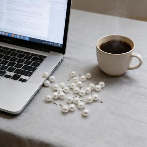 100 قطعة من دبابيس الدفع، مسامير إبهام بيضاء لؤلؤية - مثالية للوحات الإعلانات، ولوحات الفلين، وتزيين الجدران، والخرائط، والتقويمات، والصور - المنزل والمكتب in Kuwait