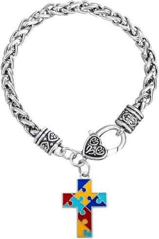 Autism Awareness Jigsaw Puzzle Charm Bracelet for Women Men Daughter Son Sister BFF Family Birthday Christmas in Saudi Arabia