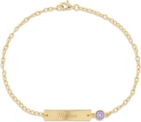 EVE'S ADDICTION Custom Engraved Rose Gold Tone Birthstone Name Bar Bracelet - Personalized Birthstone Bracelet for Women - Name Bracelet - Couple's Bracelet - Birthday Gift for Her - Gifts for Mom in Saudi Arabia