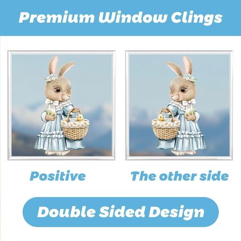 2 Sheets Easter PVC Static Window Clings Watercolor Bunny Egg Decorations Reusable Removable Window Stickers for Easter Party Home Glass Door Wall Decor Spring Holiday Decorations for Kids Adults in Saudi Arabia