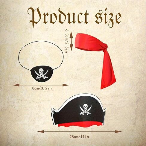 5Pcs Pirate Costume Accessories for Men - Adult Pirate Eye Patch, Hat,Sword, Captain hook & Headband for Halloween Costume Theme Parties in Saudi Arabia