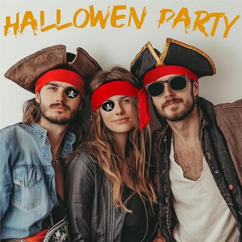 5Pcs Pirate Costume Accessories for Men - Adult Pirate Eye Patch, Hat,Sword, Captain hook & Headband for Halloween Costume Theme Parties in Saudi Arabia