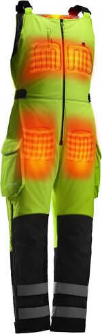 Heated Safety Hi Vis Bib Overall for Men, Softshell, Class E 5 Heating Zones, Waterproof, with 12V/15000mAh Battery in Saudi Arabia