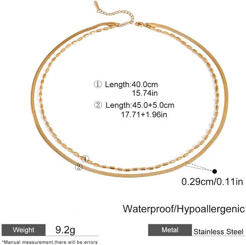 قلادة سلسلة مزدوجة الطبقات مطلية بالذهب عيار 18 قيراط من مادة PVD، مصنوعة من الفولاذ المقاوم للصدأ غير مشوه ومطرزة بتصميم سلسلة ثعبان، قلادات مزدوجة الطبقات للنساء، هدايا مجوهرات عصرية لذكرى عيد الميلاد in Kuwait