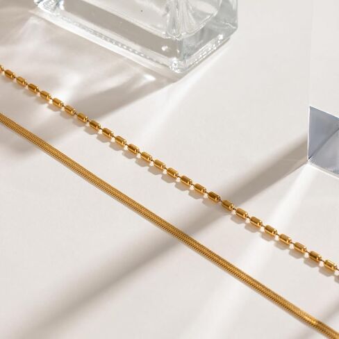 قلادة سلسلة مزدوجة الطبقات مطلية بالذهب عيار 18 قيراط من مادة PVD، مصنوعة من الفولاذ المقاوم للصدأ غير مشوه ومطرزة بتصميم سلسلة ثعبان، قلادات مزدوجة الطبقات للنساء، هدايا مجوهرات عصرية لذكرى عيد الميلاد in Kuwait