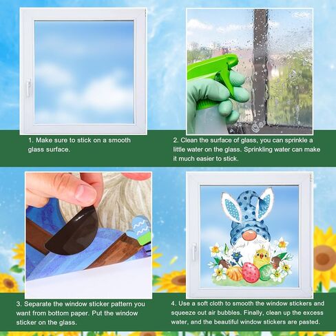 9 Sheets Hello Spring Gnome Windows Cling Stickers Easter Egg Gnome Flower Window Decals Reusable Window Decoration for Spring Easter Party Home Office Classroom in Saudi Arabia