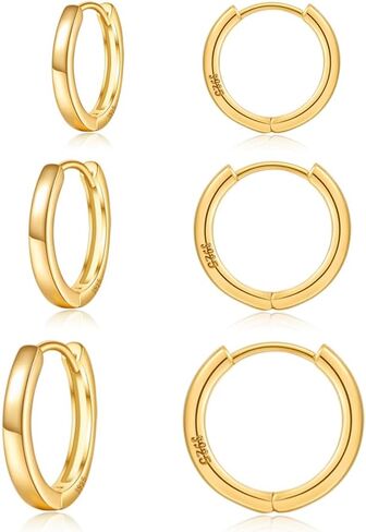 Gold Earrings Minimalist 14K Gold Plated Huggie Hoop Earrings Set Hypoallergenic 925 Silver Cartilage Sleepers Huggie Silver Earrings for Women in Saudi Arabia
