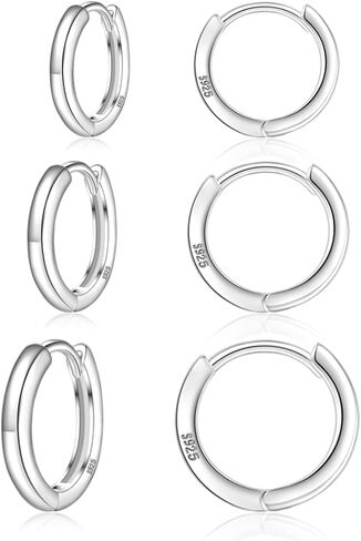Gold Earrings Minimalist 14K Gold Plated Huggie Hoop Earrings Set Hypoallergenic 925 Silver Cartilage Sleepers Huggie Silver Earrings for Women in Saudi Arabia