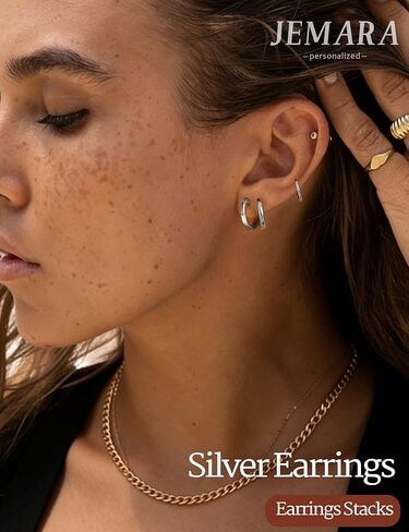 Gold Earrings Minimalist 14K Gold Plated Huggie Hoop Earrings Set Hypoallergenic 925 Silver Cartilage Sleepers Huggie Silver Earrings for Women in Saudi Arabia