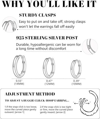 Gold Earrings Minimalist 14K Gold Plated Huggie Hoop Earrings Set Hypoallergenic 925 Silver Cartilage Sleepers Huggie Silver Earrings for Women in Saudi Arabia