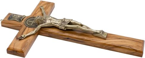 Saint Benedict Wall Cross | Solid Wood Cross with Metallic Corpus and St. Ben Medal | Catholic Home Décor | Great Religious Gift for First Communion and Confirmation in Saudi Arabia