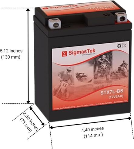 GTX7L-BS Compatible SLA Motorcycle Battery by SigmasTek, STX7L-BS 100CCA in Saudi Arabia