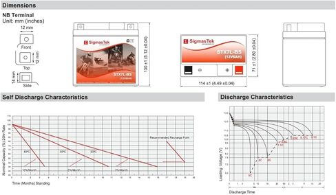 GTX7L-BS Compatible SLA Motorcycle Battery by SigmasTek, STX7L-BS 100CCA in Saudi Arabia