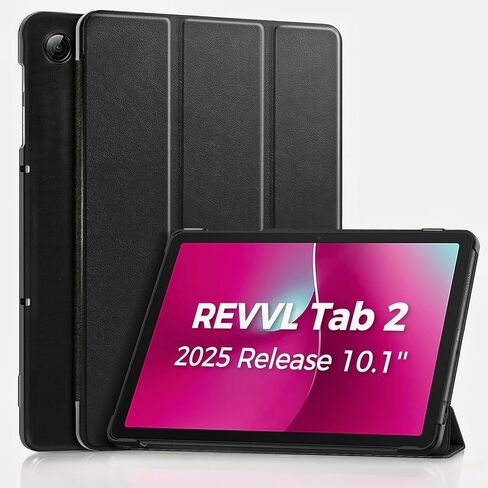 ProCase Slim Case for T-Mobile REVVL Tab 2 (2025 Release, 10.1"), Stand Hard Shell Cover, Foldable PU Leather Tablet Case -Black in Saudi Arabia