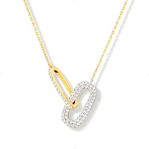 STORYJEWELLERY قلادة معدنية مختلطة، قلادة بلونين للنساء، قلادات متشابكة، مجوهرات مطلية بالفضة والذهب in Saudi Arabia