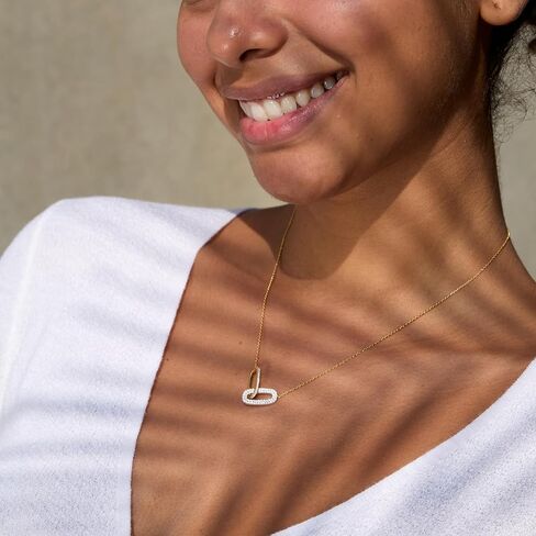 STORYJEWELLERY قلادة معدنية مختلطة، قلادة بلونين للنساء، قلادات متشابكة، مجوهرات مطلية بالفضة والذهب in Saudi Arabia