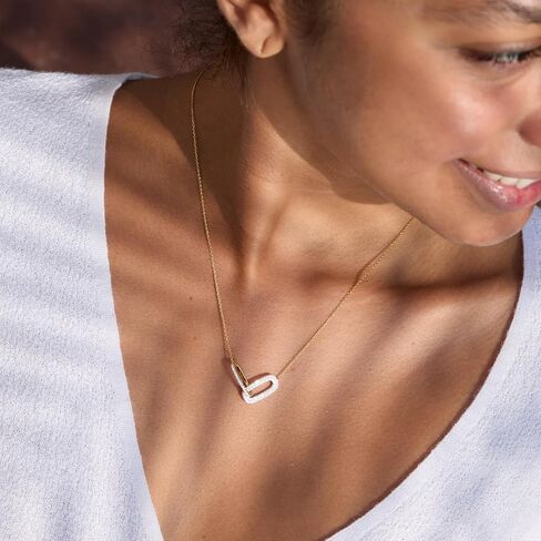 STORYJEWELLERY قلادة معدنية مختلطة، قلادة بلونين للنساء، قلادات متشابكة، مجوهرات مطلية بالفضة والذهب in Saudi Arabia