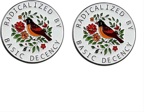 مجموعة من دبابيس المينا الراديكالية بواسطة Basic Decency - تصميم ملهم للطيور والزهور | هدية مدروسة للمدافعين عن العدالة الاجتماعية والحياة الأخلاقية in Kuwait