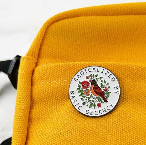 مجموعة من دبابيس المينا الراديكالية بواسطة Basic Decency - تصميم ملهم للطيور والزهور | هدية مدروسة للمدافعين عن العدالة الاجتماعية والحياة الأخلاقية in Kuwait