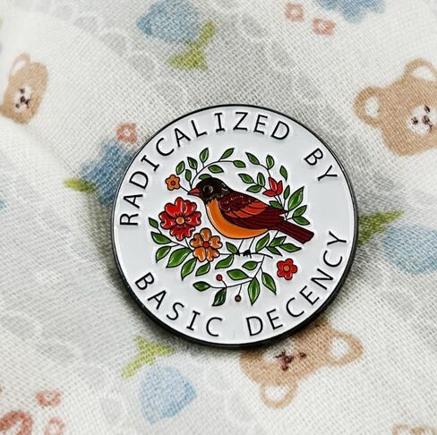 مجموعة من دبابيس المينا الراديكالية بواسطة Basic Decency - تصميم ملهم للطيور والزهور | هدية مدروسة للمدافعين عن العدالة الاجتماعية والحياة الأخلاقية in Kuwait