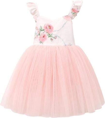 Toddler Girls Dress Summer Floral Tulle Tea Party Easter Birthday Tutu Sundress in Saudi Arabia