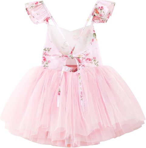 Toddler Girls Dress Summer Floral Tulle Tea Party Easter Birthday Tutu Sundress in Saudi Arabia