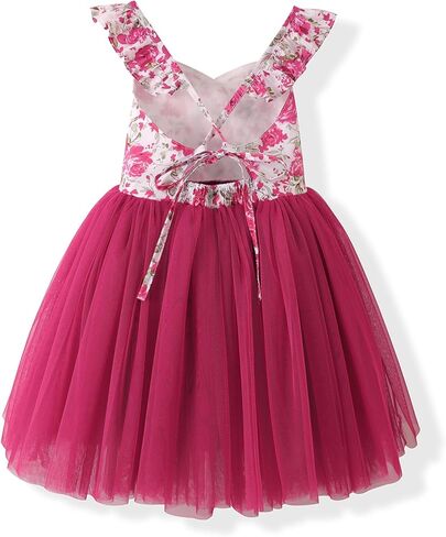 Toddler Girls Dress Summer Floral Tulle Tea Party Easter Birthday Tutu Sundress in Saudi Arabia