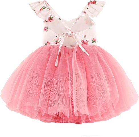 Toddler Girls Dress Summer Floral Tulle Tea Party Easter Birthday Tutu Sundress in Saudi Arabia