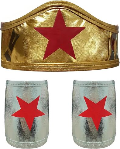 Gold Headband and Silver Wrist Cuff Set – Metallic Red Star Costume Accessories for Cosplay, Halloween and Parties in Saudi Arabia