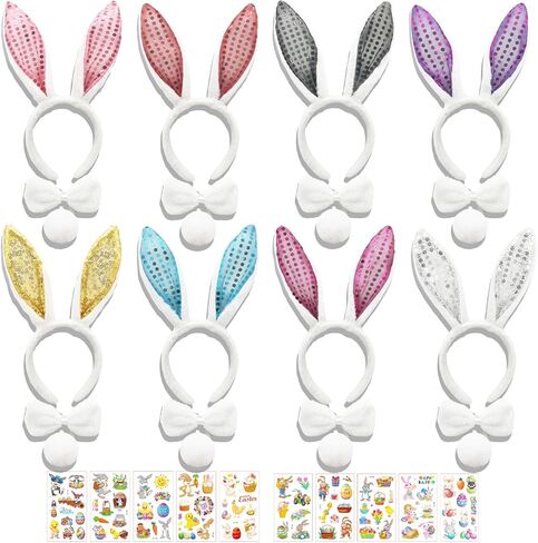 134Pcs Bunny Costume Set with Rabbit Ear Headbands, Bow Ties, Rabbit Tails, and Temporary Tattoos—perfect for Easter, Birthday Parties, and Halloween Celebrations. in Saudi Arabia