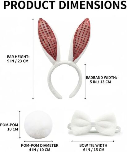 134Pcs Bunny Costume Set with Rabbit Ear Headbands, Bow Ties, Rabbit Tails, and Temporary Tattoos—perfect for Easter, Birthday Parties, and Halloween Celebrations. in Saudi Arabia