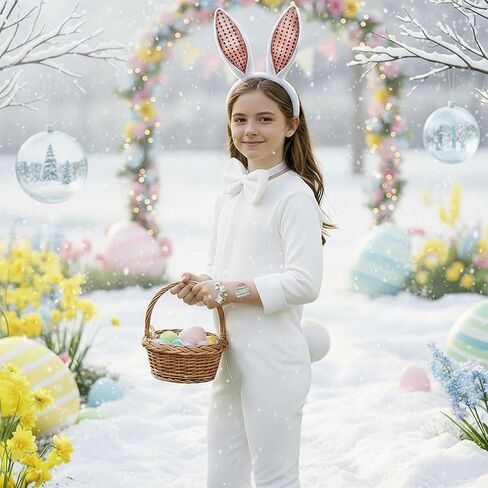 134Pcs Bunny Costume Set with Rabbit Ear Headbands, Bow Ties, Rabbit Tails, and Temporary Tattoos—perfect for Easter, Birthday Parties, and Halloween Celebrations. in Saudi Arabia