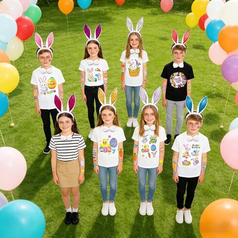 134Pcs Bunny Costume Set with Rabbit Ear Headbands, Bow Ties, Rabbit Tails, and Temporary Tattoos—perfect for Easter, Birthday Parties, and Halloween Celebrations. in Saudi Arabia