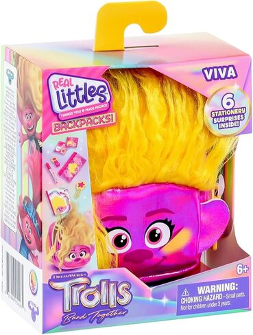 حقيبة ظهر REAL LITTLES Trolls Band Together مع 6 مفاجآت قرطاسية صغيرة بالداخل! 4 قطع للجمع - بوبي، برانش، فيفا، ساتان وشانيل - قد تختلف الأنماط in Kuwait