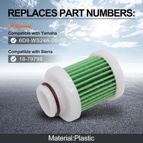 6D8-WS24A-00-00 Primary Fuel Filter Element Compatible with Yamaha Marine Outboard 30hp-115hp F40A F50/T50 F60/T60 F70 F90 F115 2006 & Later Replacement for 18-79799 (2PCS) in Saudi Arabia