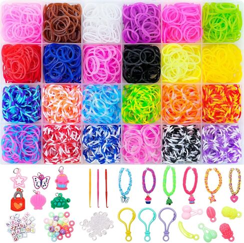 1400+ Rubber Band Bracelet Kit,24 Colors Loom Bracelet Making Kit for Art and Craft, Rubberband Bracelets kit for Kids Ages 6+ in Kuwait
