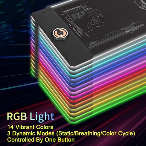 Large Gaming Mouse Pad with Magnetic Wireless Charger 15W Fast Charging, RGB Light LED Mousepad Desk Mat, Smooth Surface, Anti-Slip Rubber Base, Keyboard Pad for Gaming, MacBook, PC, Laptop - Black in Saudi Arabia