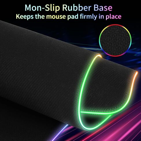 Large Gaming Mouse Pad with Magnetic Wireless Charger 15W Fast Charging, RGB Light LED Mousepad Desk Mat, Smooth Surface, Anti-Slip Rubber Base, Keyboard Pad for Gaming, MacBook, PC, Laptop - Black in Saudi Arabia
