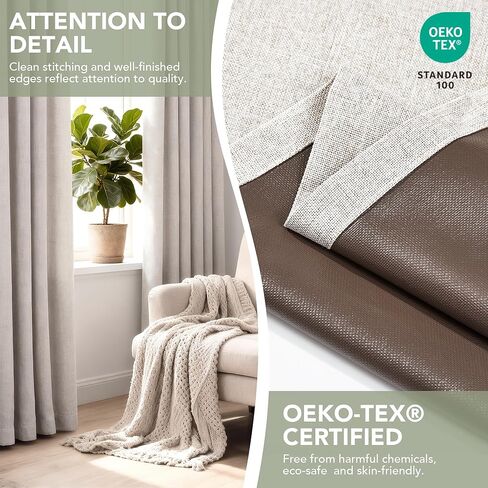 Deconovo Blackout Curtains Tab Top, Faux Linen Room Darkening Thermal Drapes for Bedroom & Living Room, (52" W x 84" L (Pack of 2), Cream White) in Kuwait