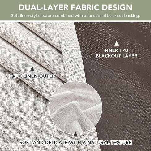 Deconovo Blackout Curtains Tab Top, Faux Linen Room Darkening Thermal Drapes for Bedroom & Living Room, (52" W x 84" L (Pack of 2), Cream White) in Kuwait