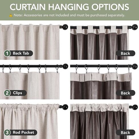 Deconovo Blackout Curtains Tab Top, Faux Linen Room Darkening Thermal Drapes for Bedroom & Living Room, (52" W x 84" L (Pack of 2), Cream White) in Kuwait