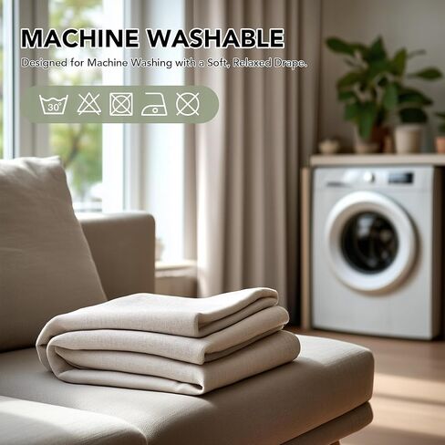 Deconovo Blackout Curtains Tab Top, Faux Linen Room Darkening Thermal Drapes for Bedroom & Living Room, (52" W x 84" L (Pack of 2), Cream White) in Kuwait