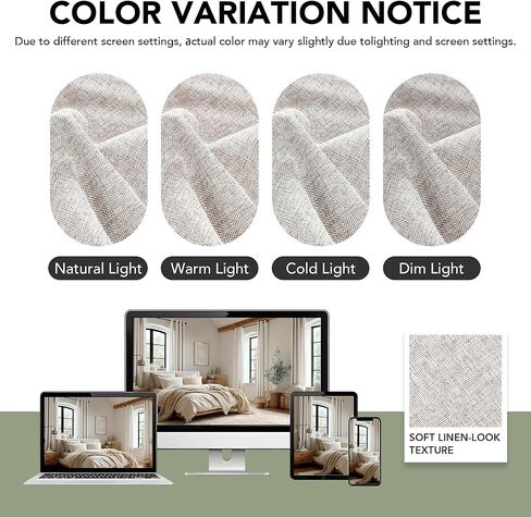 Deconovo Blackout Curtains Tab Top, Faux Linen Room Darkening Thermal Drapes for Bedroom & Living Room, (52" W x 84" L (Pack of 2), Cream White) in Kuwait