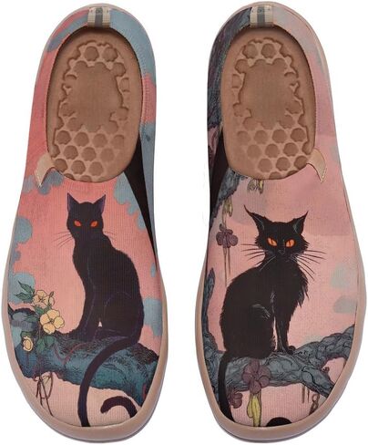 Women's Flats Canvas Lightweight Loafers Slip Ons Walking Casual Art Painted Travel Holiday Shoes in Saudi Arabia