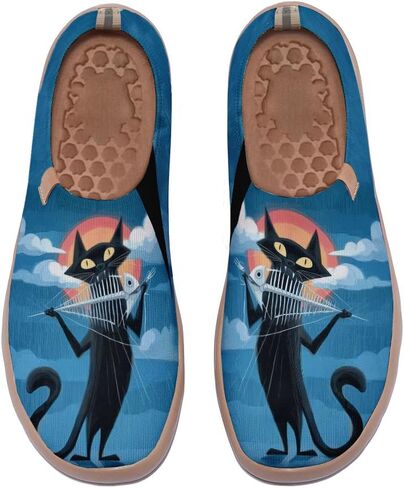 Women's Flats Canvas Lightweight Loafers Slip Ons Walking Casual Art Painted Travel Holiday Shoes in Saudi Arabia