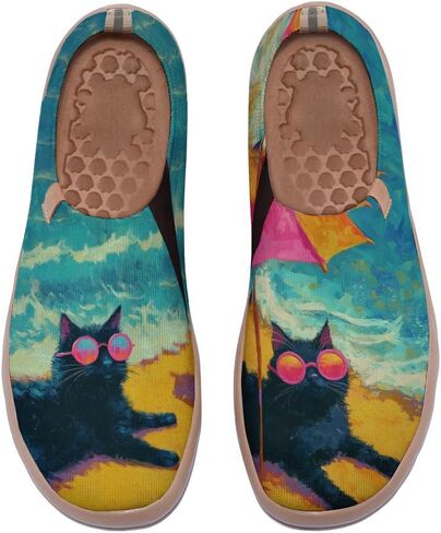 Women's Flats Canvas Lightweight Loafers Slip Ons Walking Casual Art Painted Travel Holiday Shoes in Saudi Arabia