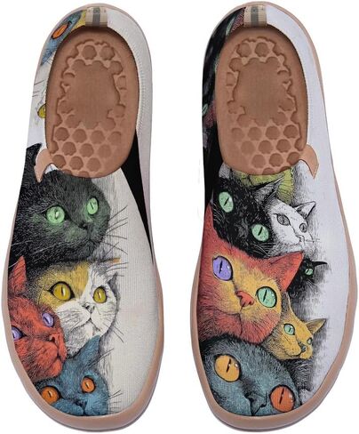 Women's Flats Canvas Lightweight Loafers Slip Ons Walking Casual Art Painted Travel Holiday Shoes in Saudi Arabia