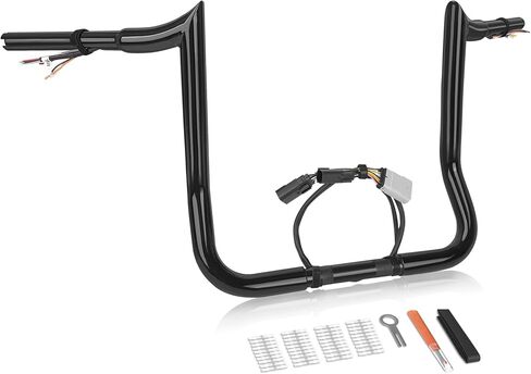 14" Rise Pre-Wired Ape Hangers Handlebars 1 1/4" Fat 1" Clamp Meathook Monkey Bar for Harley Touring 2008-2013 Harley Street Glide FLHX Electra Glide Standard FLHT Ultra Limited FLHTK in Kuwait