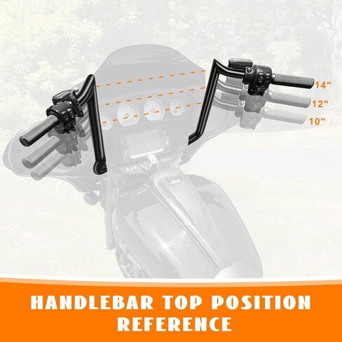 14" Rise Pre-Wired Ape Hangers Handlebars 1 1/4" Fat 1" Clamp Meathook Monkey Bar for Harley Touring 2008-2013 Harley Street Glide FLHX Electra Glide Standard FLHT Ultra Limited FLHTK in Kuwait